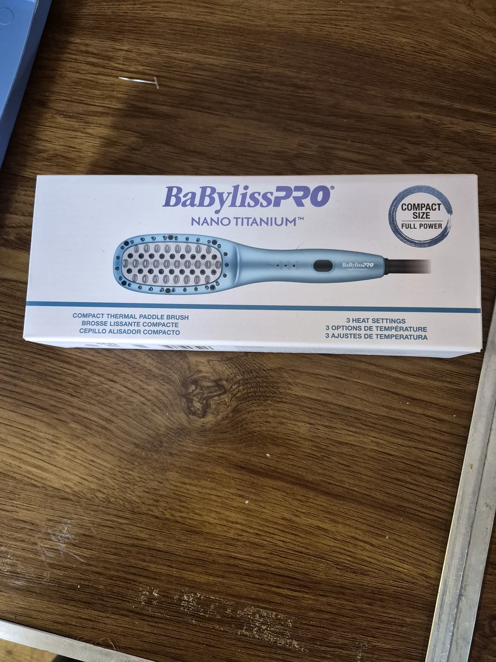 BaBylissPRO Nano Titanium Compact Thermal Paddle Brush - Light Blue Bin 45